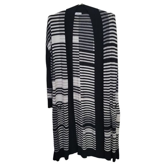 Vince Merino Wool Striped Intarsia Open Front Longline Cardigan (Size Small S) - Picture 4 of 16